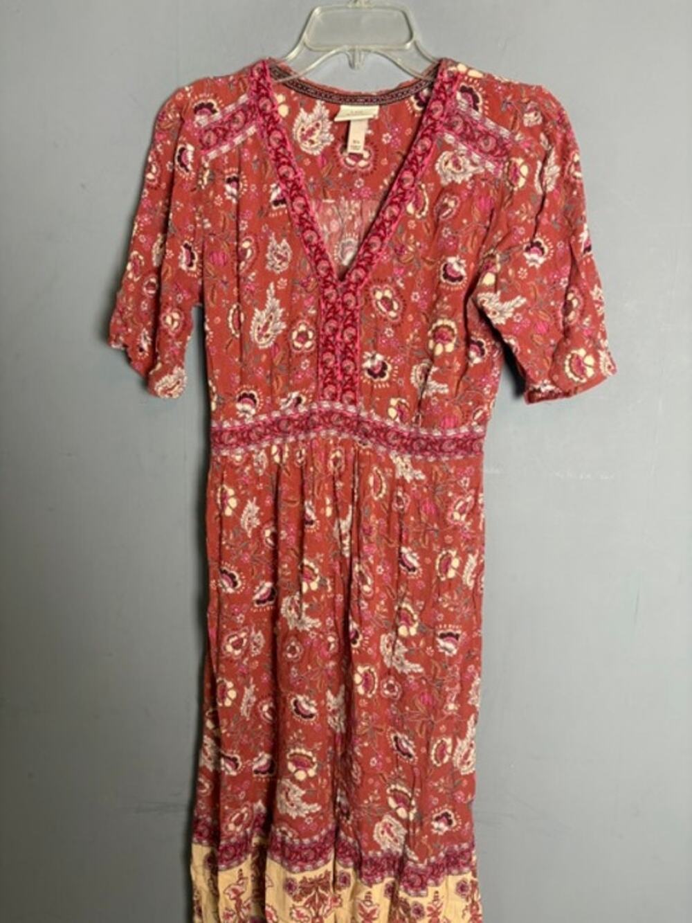 Knox Rose Womens Red Paisley Maxi Dress Size XS Rayon